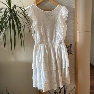 H&MPURE WHITE Eyelet summer mini dress